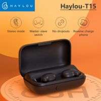 Haylou T15 BLUETOOTH 5.0 TWS Airdots 2200mAh Touch Control Wireless Headphones HD Stereo Noise isolation Bluetooth Earphones With Battery Level Display