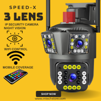 SPEED-X PTZ CAMERA OUTDOOR SPZ-803-6MP 3-Lens WiFi Outdoor Camera with PTZ, 50M Color Night Vision & AI Tracking