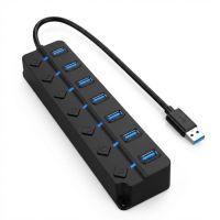 7-Port USB 3.0 Hub with Independent Switches | 5Gbps High-Speed Plug & Play Expander