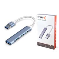 SPEEDX SP-U42 USB 3.0 Hub 4 Ports | Aluminum Alloy Ultra-Slim High-Speed USB Splitter