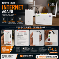 12V Router UPS Power Bank – 4-5 Hours Backup for WiFi Router | Load Shedding Solution Pakistan
