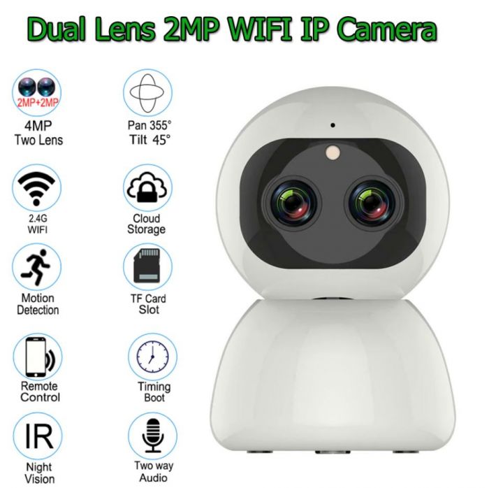 WiFi Security Camera Dual-Lens Indoor Surveillance IP Camera 1080P