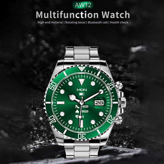 AW12 Smart Watch |Rolex Style Premium Quality Multimedia Watch|GREEN|