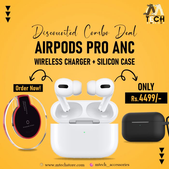 Pack Of 3 Airpods Pro ANC+Wireless Charger+Silicon Case