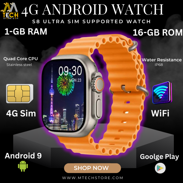 S8 Ultra Android Smart Watch 4G Sim Card 49mm