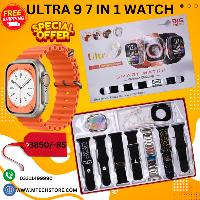 Ultra 9 7 In 1 Straps Smart Watch-Calling Feature